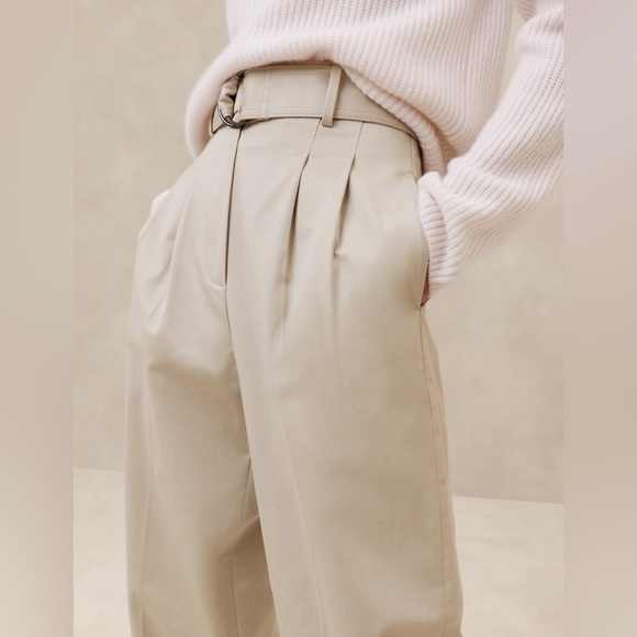 NWOT! Banana Republic Natural Stone Gray Cruz Pleated Wide-Leg Chino - Size 20 💎 - Picture 3 of 7